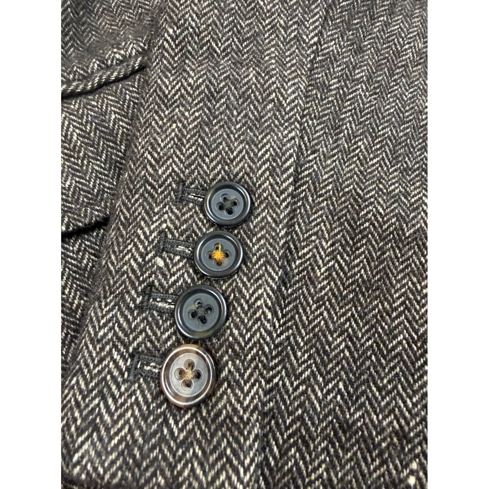 Banana Republic Heritage Wool Linen Herringbone Blazer Brown Elbow Patch Size 8 - Picture 5 of 10